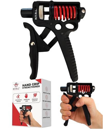 N.T.R.L.® Hand Grip Strengthener & Forearm Trainer – Grip Strength Tester & Hand Exerciser for Workout, Rehab, Climbing, Martial Arts, Guitar & More – Adjustable Resistance Grip Trainer