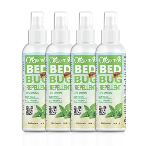 Oregamo Bed Bug killer Spray | Ready to Use Natural Insect Repellent Made with Plants Oils | Pleasant Fragrance | Instant Action & Long Lasting Protection | Baby-Safe Pet-Safe (400 ml, Pack of 4)