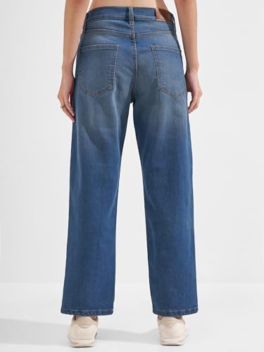 Image of Tokyo Talkies Women's Mid Rise Straight fit Wide Leg Trousers|Work Wear|Side Pockets