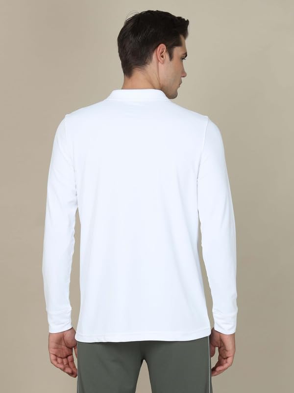 Image of TECHNOSPORT Mens Slim Fit Polyester Active Wear Collar Polo T-Shirt with Long Sleeves for Workout, Sports