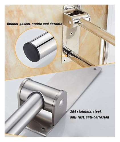 Barras de agarre para seguridad en el baño, pasamanos plegable, riel de soporte de acero inoxidable, barra de agarre duradera para inodoro