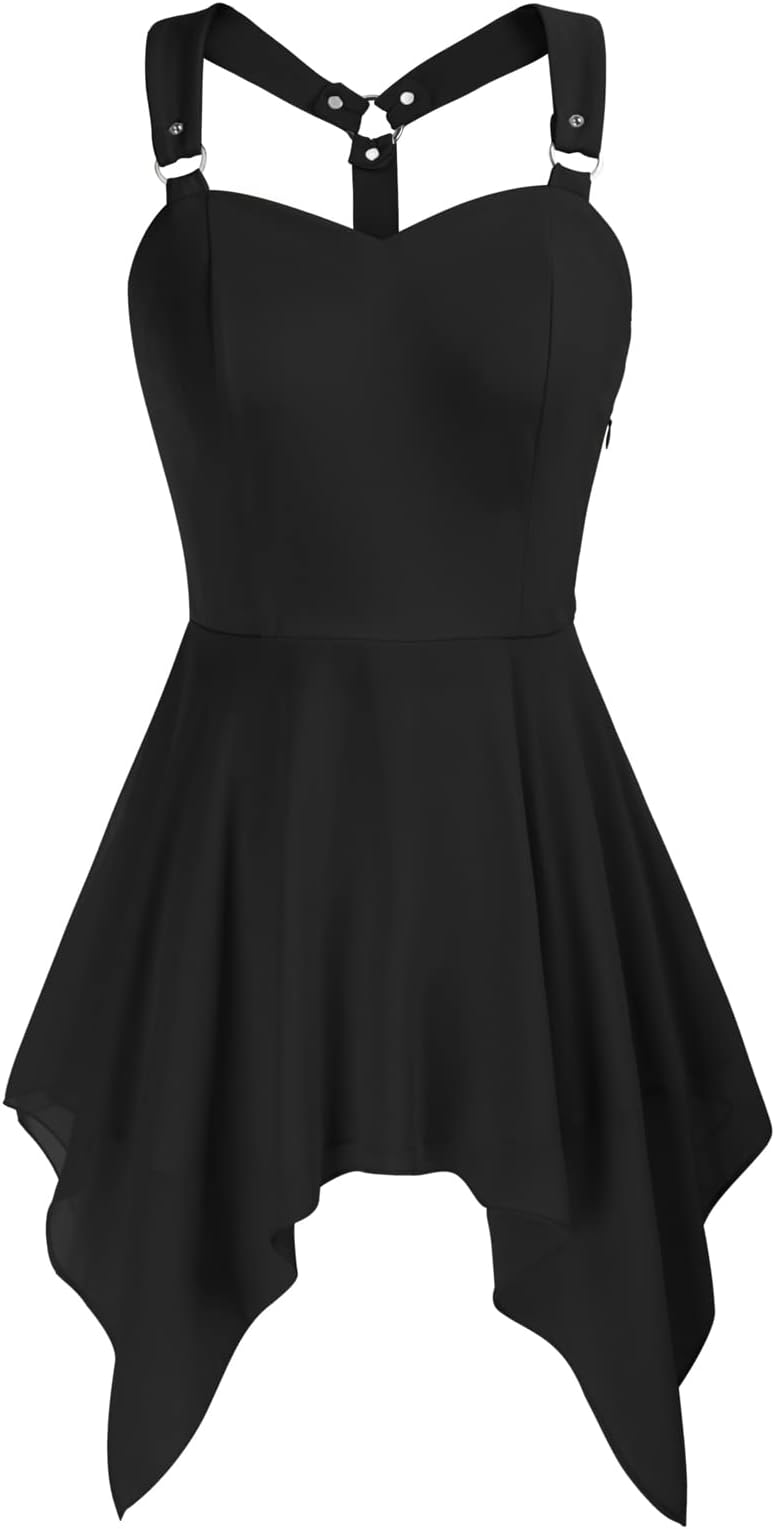 Scarlet DarknessWomen Goth Tank Top Flowy Racerback Tank Tops Chiffon Sleeveless Camisole