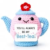 Positive Crochet Teapot Gift for Tea Lovers, Best-Tea Friendship Gift for Women, Handmade Emotional Support Teapot βYouβll Always Be My Best-Teaβ, Birthday Gift for BFF, Bestie, Sister, Coworker
