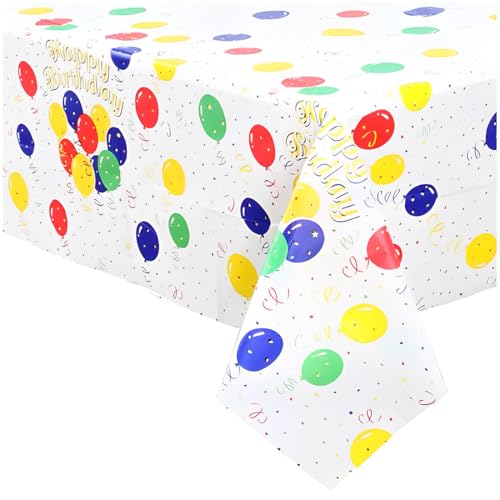 KIRZAX Manteles de Fiesta de Cumpleaños, 137 x 274 cm Decoración de Mesa de Fiesta de Cumpleaños, Camino de Mesa de Cumpleaños, Mantel de Cumpleaños Infantil para Niños