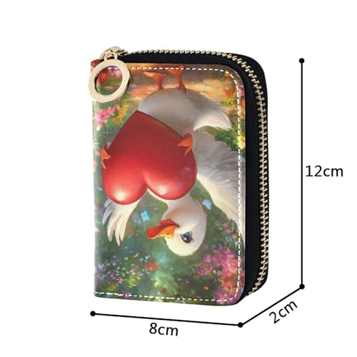 Love Dove Heart Wings Romantic Womens Wallet Zip Around RFID Blocking Card Holder Cute Animal Coin Change Purse with Zipper3