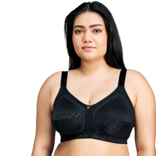 Image of NYKD NYB033 Wirefree Ultimate No Bulge, Shape & Support Non-Padded Lace Full Coverage Bra for Women