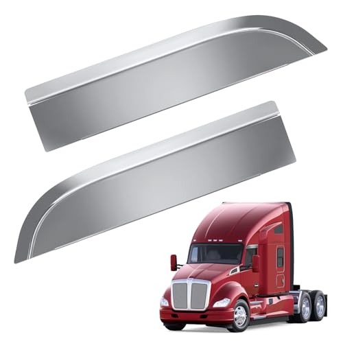 Federedevo 2 PCS Stainless Steel 8 Chop Tops Polished for Kenworth T680/T880 - Sunshade Visors with Anti-Scratch Film