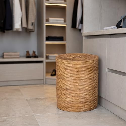 KOUBOO-Loma-Round-Rattan-Laundry-Hamper-with-Lid-and-Liner-Honey-Brown-Handwoven-natural-texture-removable-washable-liner-concealed-storage-versatile-for-laundryblankets-and-home-organization