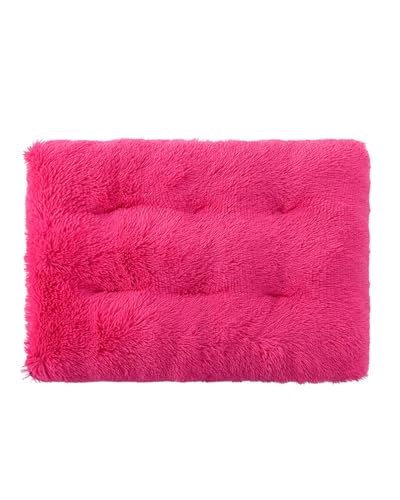 犬 ベッド 犬と猫のためのペットベッドマット、ふわふわの冬暖かい睡眠クッション、45 X 30 Cm(Rose Red)