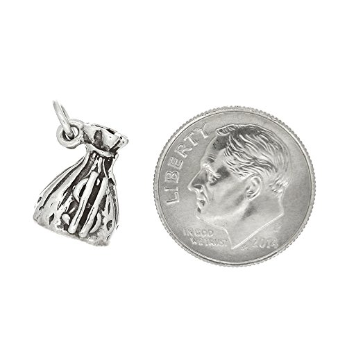 LGU Sterling Silver Oxidized 3D Money Bag with Dollar Sign Charm2