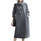 ［エムエルーセ］3色展開 ドット柄 カジュアルワンピース 膝下 プルオーバー 長袖 秋 冬 ポケット付き ハイネック とっくり 立ち襟 マタニティ 体型カバー 丸型 ながそで ドット オシャレ カワイイ ナチュラル シンプル ミセス 大人 パーティー 発表会 お出かけ 母親 母 ママ 会 年代 50代 40代 30代 20代 10代 春秋冬 灰 色 キルティング ワンピ グレー MRD46-GYM