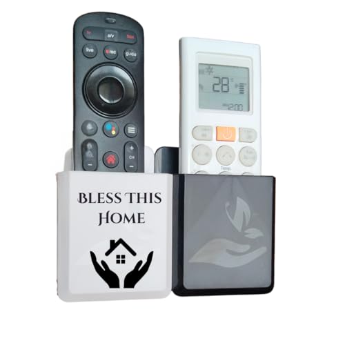 Image of Rainbow Dots Dual Color Remote Holder for Wall, Universal Fit for AC TV & Streaming Remotes, No-Drill 3M Mount, Durable ABS, Black & White