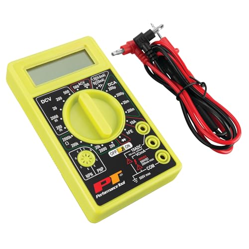 Performance Tool W2974 Digital Multimeter Tester 2000 Counts with AC DC Voltmeter and Ohm Volt Amp Meter, Measures Voltage, DC Current Measurement, Automatic Zero Adjust, 9V Battery Included