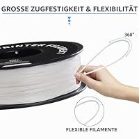 GEEETECH TPU Filament 1,75 mm +/- 0,02 mm für 3D Drucker, 1KG 1 Spool Weiß – Ansicht 5