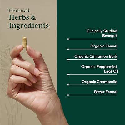 GAIA HERBS PRO GI-BFF Digestive Health Support Supplement - GI Health Supplement with Organic Fennel & Cinnamon Bark - Benegut for Occasional Gas & Bloating* - 60 Capsules (60 Servings)