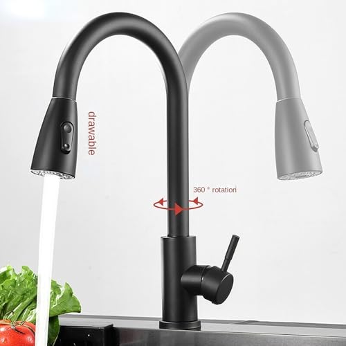 Robinet de cuisine en inox 304 au design argenté durable