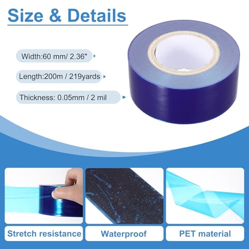Image of PATIKIL Removable Protective Film Tape, 2.4 Inch x 656 ft PE Surface Protective Scratch Film Tape Roll for Furniture Electrical Appliances Plastic Hardware Low Stickiness, Blue