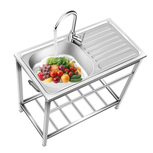 Évier de cuisine autoportant compact et lavabo de buanderie utilitaire portable