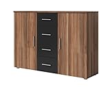  Furniture24 Kommode Sideboard Vera (nußbaum rot/schwarz)
