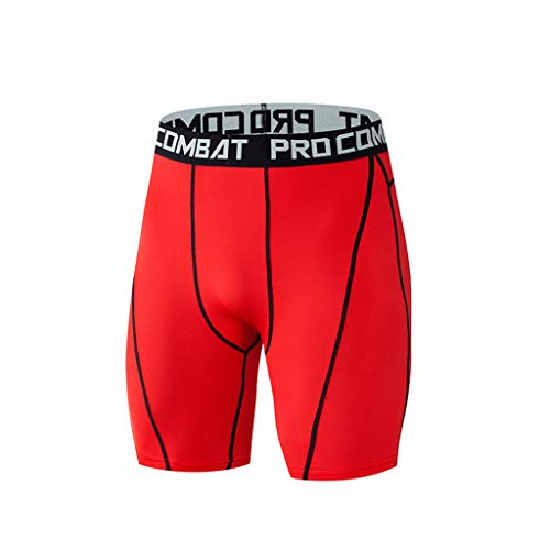 T-shirt de compression homme rouge avec short de sport taille L - 6