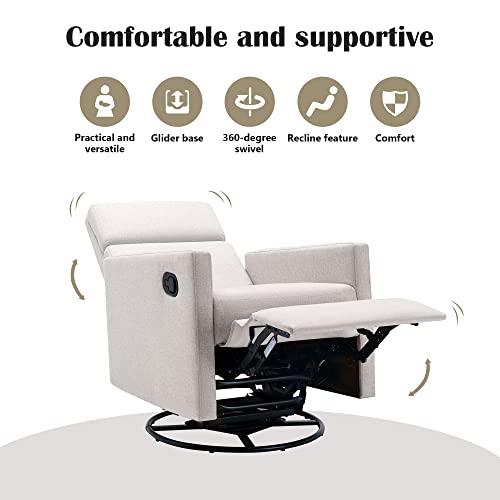 Qkff Swivel Rocker Recliner Chair, 360 Degree Swivel Nursery Rocking Chair, Manual Glider Rocking Recliners Chairs For Living Room Bedroom (Tan) #TOP4