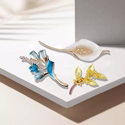 Image of 3Pcs Enamel Rhinestone Flower Brooch Cute Crystal Brooches and Pins for Women Gold brooch Fashion Jewelry for Women Gift