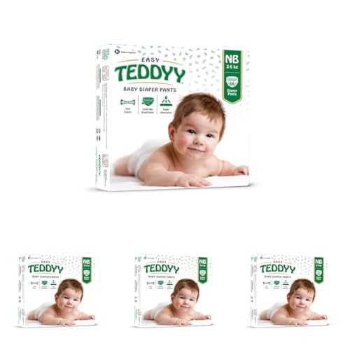 Image of TEDDYY Easy Baby NB Size Diaper Pant Style | 66 Count (New Born)| Upto 5 kgs (Pack of 32) | Long Protection Hours | Anti-Bacterial | Airy Breathable Fit | Rapid Soaker Channels with Wetness Indicator