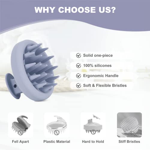 Aimike Scalp Massager Shampoo Brush, Soft Silicone Hair Scrubber For Washing Hair, Dandruff Removal & Scalp Scrubber Hair Growth Stimulator, Scalp Brush/Exfoliator Brush On Dry & Wet Scalp - Blue #TOP3