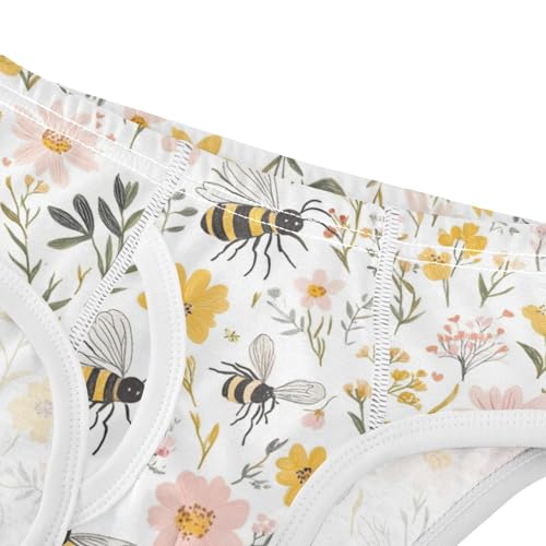 Wusikd Bees Flowers Boys' Underwear Cotton Daisy Boys Briefs Soft Toddler Underwear 2T4