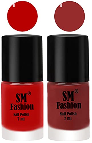 Image of Long Lasting Nail Polish | Nail Paint Combo 7 ml Each) - Set of 2 Red-Jam