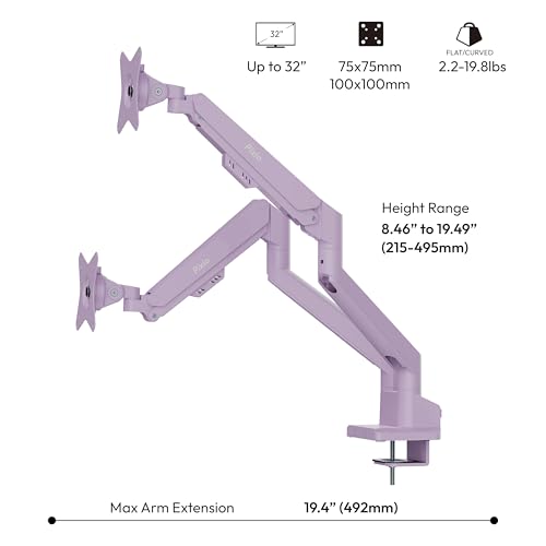 Image of Pixio Two PX249 Wave Purple 24 inch 240Hz Refresh Rate FHD 1080p Resolution IPS Panel 4ms GTG Response Time Gaming Monitor and PS1D Wave Purple Dual Monitor Arm