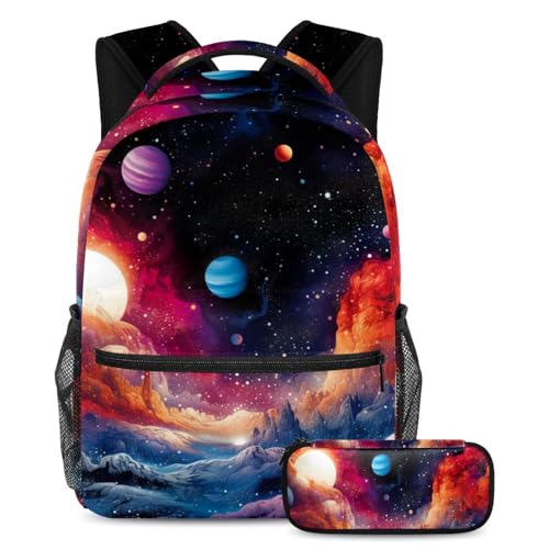 Sac à dos Galaxy Planet 33 coloré grand format pour étudiant et ado