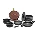 Beaver Brand Camping Kochgeschirr Dolomia Plus, 10tlg. Granitgrau, Alu, 1 Topf 22cm, Deckel, 2 Kasserollen, 2 Pfannen, 3 Griffe, 1 Packtasche