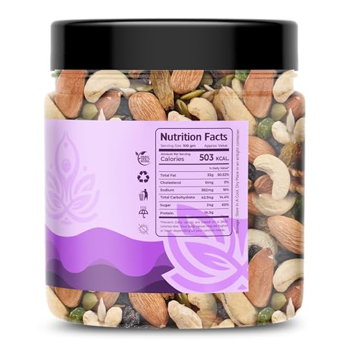 Image of Auravita Mix Dry Fruit 100gm | Healthy Mixed Nuts and Seed with Almonds, Cashews, Dates, Pumpkin Seeds, Candied Amla | Reusable Jar Pack Of 1