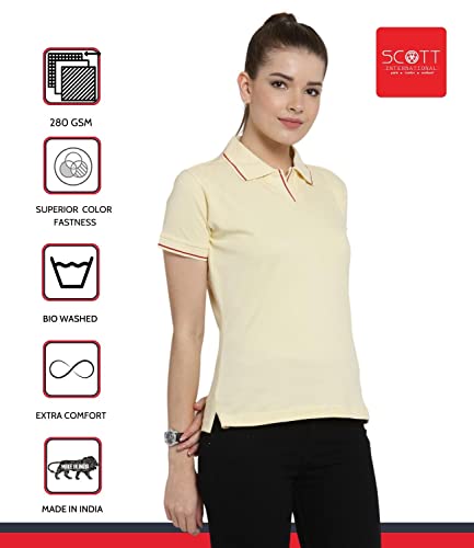 Image of Scott International Women's Regular Fit 100% Pure Organic Cotton Polo T-Shirt | Womens Polo Collar Neck T-Shirt | Cotton Plain Polo Neck Half Sleeve T-Shirt | Tshirts for Women