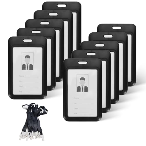 Porte-badge de bureau avec cordon étui rigide vertical lot de 10