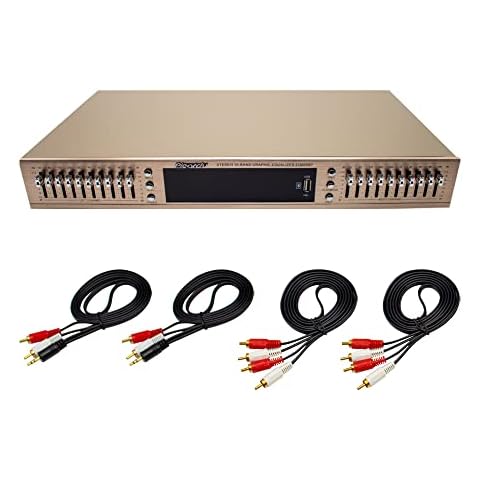 Toplionace Égaliseur Stéréo EQ665, Égaliseur 220V HiFi Home EQ Double 10 Bandes Stéréo Aigus Alto Régulation des Basses avec Bluetooth Intégré (EQ665, Or) Cover