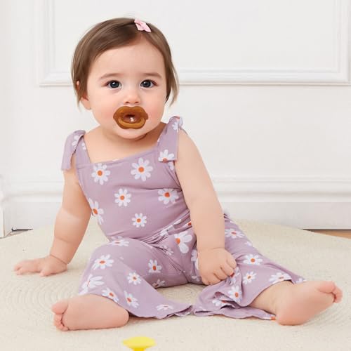 Baby Girl Flare Jumpsuit Toddler Floral Bell Bottom Romper Daisy Sleeveless Suspender Pants Infant Wide Leg Overalls3