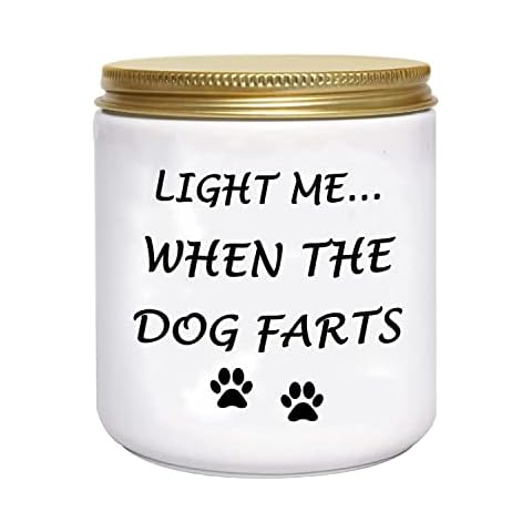 Funny Gifts for Women Unique Dog Mom Dog Lovers Mothers Day Christmas Birthday Gifts for Her Sister Best Friend Girlfriend Wife Stocking Stuffers Light Me When Dog Farts Lavender Scented Soy Candles Cover