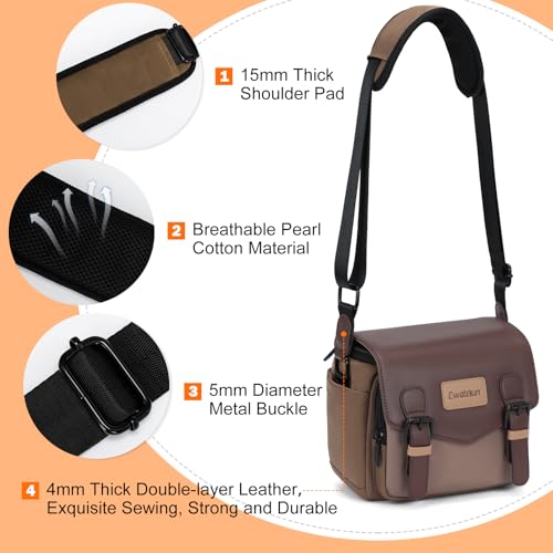 Bolso mensajero para cámara, impermeable, Brown miniatura 6