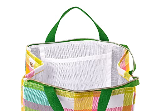 Kate Spade New York 233637 Portable Soft Cooler Lunch Bag, Small Insulated Tote, Thermal Lunch Bag With Silver Insulated Lining And Storage Pocket, Spring Plaid thumb #4