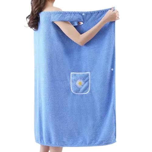 Bata de toalla para mujer después de la ducha, bata de baño absorbente y de secado rápido de forro polar coral con bolsillo para el hogar, spa, viajes