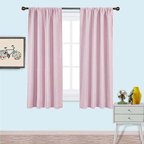 NICETOWN Room Darkening Curtains for Girls Room - Nursery Essential Thermal Insulated Solid Rod Pocket Top Drapes (Lavender Pink=Baby Pink, 1 Pair, 42 x 63 Inch)