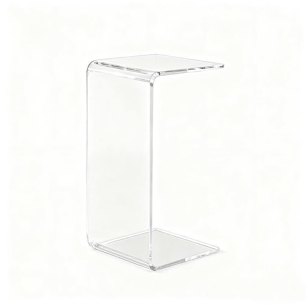 SXZenSpace Acrylic Side Table, U-Shape Clear Coffee Modern Style Multipurpose Side, Industrial End Table Tablesmall Sofa For Living Room Office Or Bedroom Nightstand,Clear,L