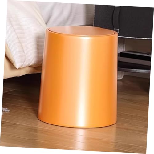 Bote de basura rectangular con tapa presionable naranja miniatura 6