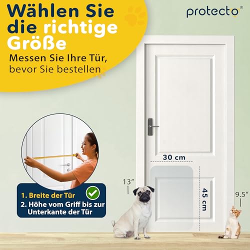 PROTECTO 45 x 30 cm Hunde und Katzen Kratzschutz Tür – Ultrastarker Hunde- und Katzen Kratzschutz - Einfache Anbringung - Kratzschutz Katze und Hund Transparent - Möbel, Wände, Balkontüren, Fenster