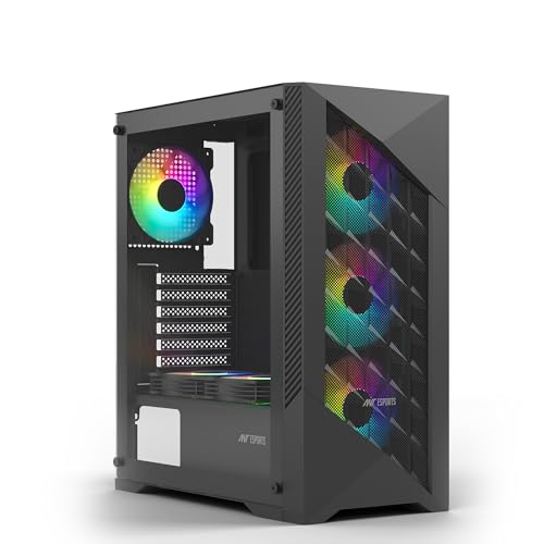 Image of Ant Esports ICE- 270M 6F Mid-Tower Computer Case /Gaming Cabinet with Front Mesh Panel- Black | Support ATX, Micro-ATX, Mini-ITX | Pre-Installed 6 Static RGB Fans