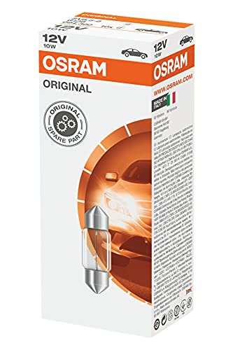 Osram Ampoule de feu de Bagage 12 V 10W, Set, Éclairage intérieur Original C10W, 6438, 12 V, boîte Pliante de 10