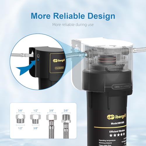Ibergrif M91009 Wasserfiltersystem für Unterbecken, NSF/ANSI 42-zertifiziert, reduziert Chlor, Blei, Fluorid, schlechten Geschmack und Geruch, schnelle Installation, Schwarz