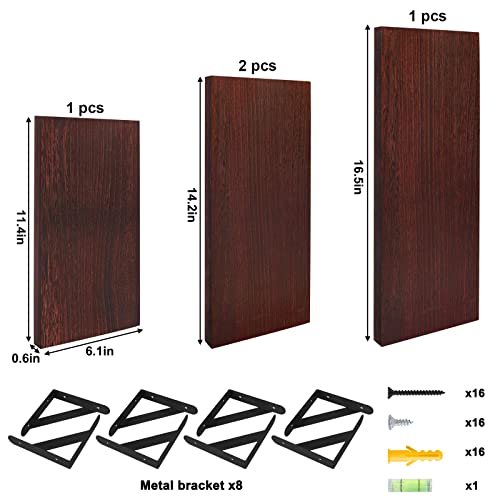 Ygeomer Floating Shelves, Set Of 4, Walnut Brown, Multifunctional Wall-Mounted Shelves For Living Room, Bathroom, Kitchen, Or Bedroom #TOP2